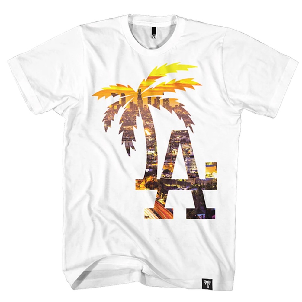 BLVD White Tee with Orange and Yellow Graphic